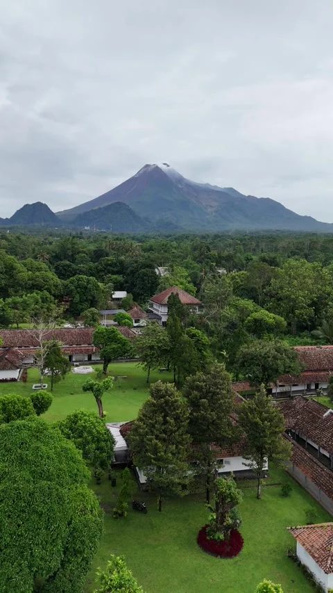 Majestic Mount Merapi in the Background Stock Footage 310033567