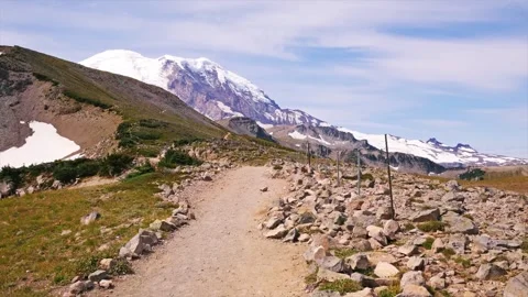 Majestic Mount Rainier View from Berkeley Park Trail Stock Footage 332087016