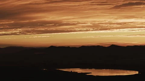 Majestic Mountain Basin Sunset Twilight Push In 4K HLG Stock Footage 344012833