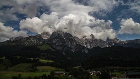 Majestic Mountain Landscape with Dramatic Clouds Stock Footage 303904306