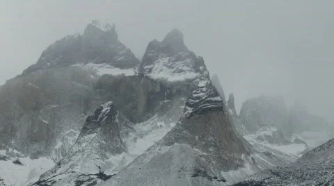 The majestic mountain peaks of Torres Del Paine in Argentina. Stock Footage
