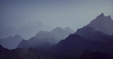 Majestic mountain range basking in the soft light of dawn Stock Illustration