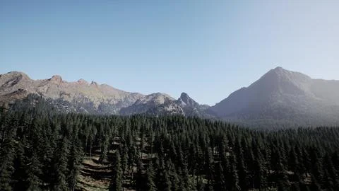 Majestic Mountain Range With Foreground Trees Stock Illustration