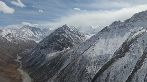 Majestic mountain range panorama with dynamic camera movement showcasing nature Stock Footage 320395584