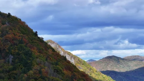 Majestic Mountain Range With Trees in the Foreground Stock Footage 265814018