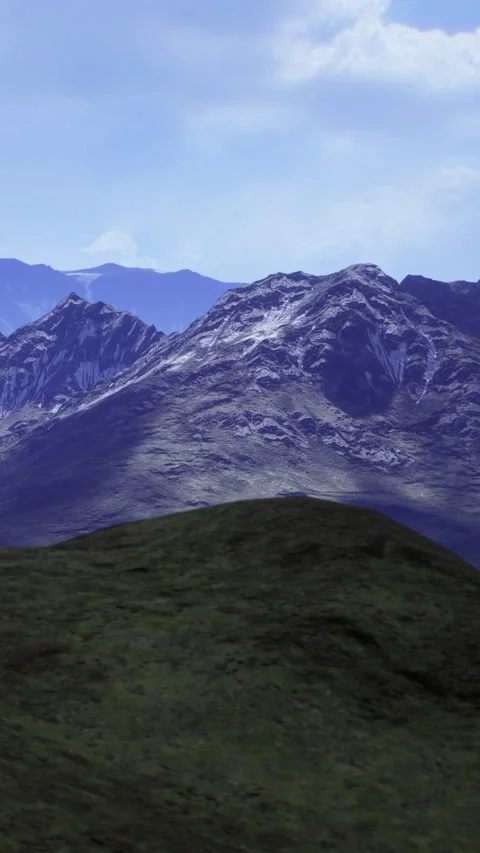 Majestic mountain range under a bright sky invites adventure seekers Stock Footage 331826960