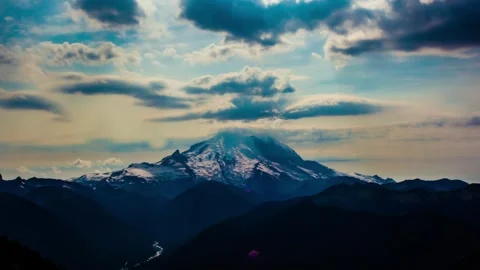 Majestic Mountain Range Under Dramatic Cloudy Sky 스톡 동영상 323301149