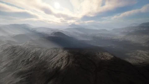 Majestic mountain range under a dramatic cloudy sky Stock Illustration