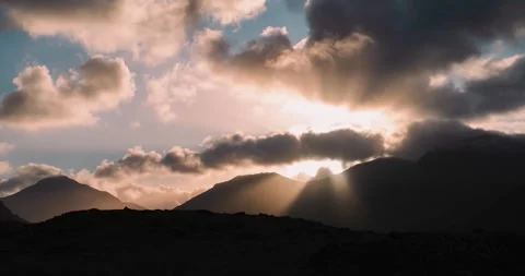 Majestic Mountain Sunset With Dramatic Clouds Stock Footage 323269847