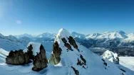 Majestic Mountains. Panorama. Aerial View. Fly Over. Winter Snow Landscape Stock Footage