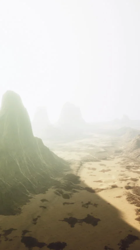 Majestic rocky landscape with sun casting soft light in the desert Stock Footage 329751353