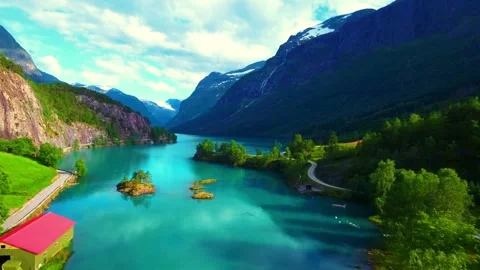 Majestic Snow-Capped Mountain Range Scenic Nature Landscape 4K Drone Footage Stock Footage 313374325