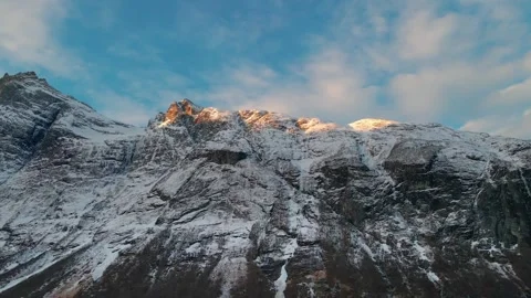 Majestic Snow Capped Mountain Range at Sunset Stock Footage 315730489