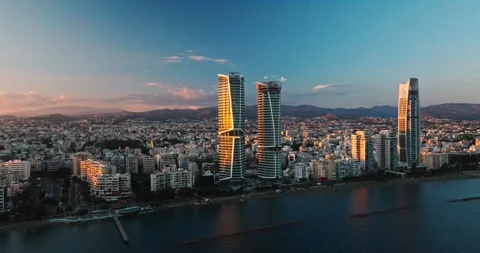 Majestic Sunset Over Limassol, Cyprus. Stock Footage 265894953