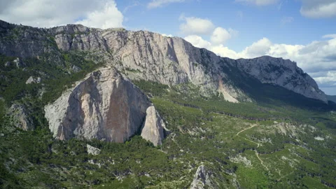 A Majestic View of a Mountain Range from the Summit of a Hill Stock Footage 257187623