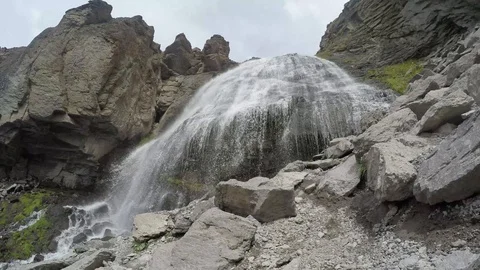 Majestic waterfall between two rocks Stock Footage 118647071