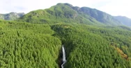 Majestic Waterfalls Deep Within Forested Mountain Landscape Stock Footage