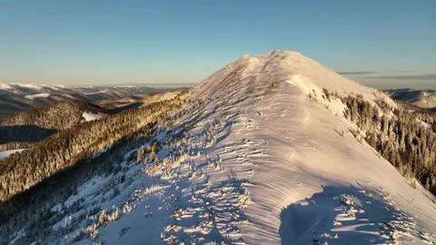 Majestic winter landscape with snow-covered mountains Stock Footage 311447341