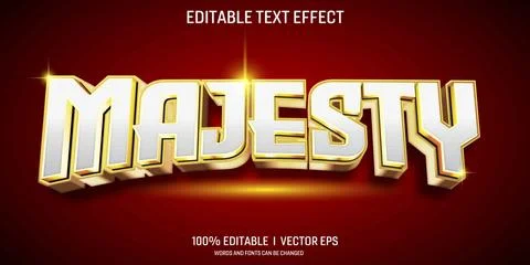 Majesty vector 3d text effect with modern style design Stock Illustration