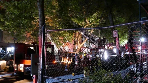 Major blaze during the night Stock Footage 116077854
