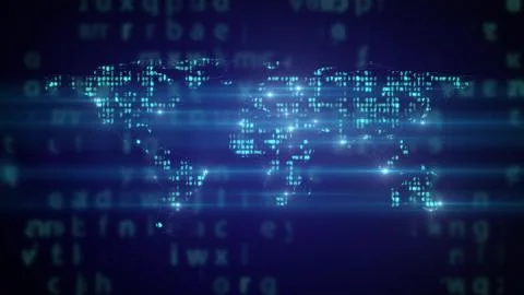 Major cities blinking on world map. Stock Illustration