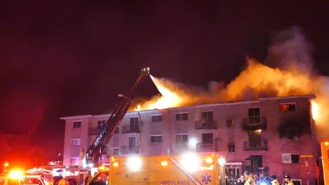 Major fire scene Stock Footage 105283237
