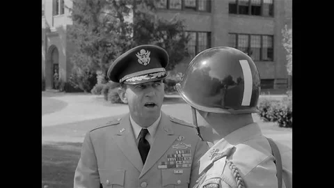 Major General Edwin A. Walker On Duty At Little Rock In The Fifties Stock Footage 153332626