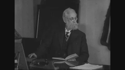 Major General Greely rises from his desk and greets another officer- 1887 - 1906 Stock Footage 86443892