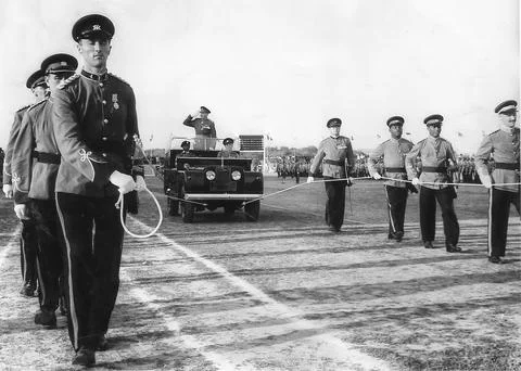 Major General Victor Paley, Commanding Office of Ghana Armed Forces at a parade Fotos Stock
