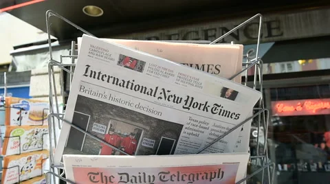 Major International magazines newspaper headline titles about Brexit referendum Stock Footage