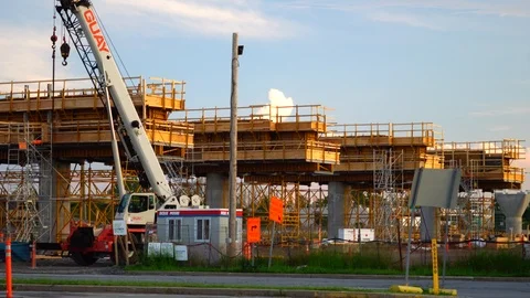 Major Light Rail Public Transit Network Under Construction in Montreal Stock Footage 116343744