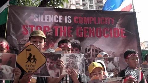 A major protest took place in front of Israeli embassy Video stock 271182843