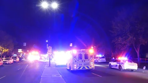 Major response by the emergency services at car accident Stock Footage 114946519