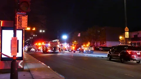 Major response at major car accident Stock Footage 114946393