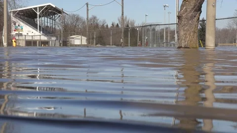 Major river flooding during record warm temperatures in Ontario Canada 스톡 동영상 150242642