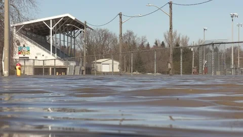 Major river flooding during record warm temperatures in Ontario Canada Stockbeeldmateriaal 150242768