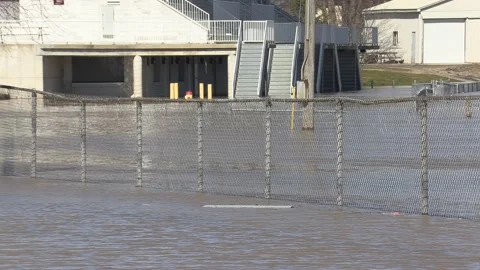 Major river flooding during record warm temperatures in Ontario Canada Stock Footage 150242933