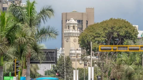 Major road intersection on Plaza Grau square with traffic timelapse in Lima. Stock Footage 138163527