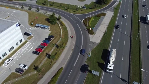 Major Road Junction Near Jaskrowska Street in Czestochowa Stock Footage 346884321