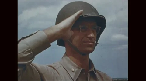 Major Roosevelt saluting during the funeral of dead Marine corps Stock Footage