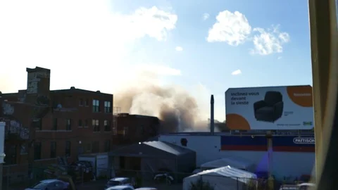 Major smoke at tire fire at daylight Stock Footage 120165508