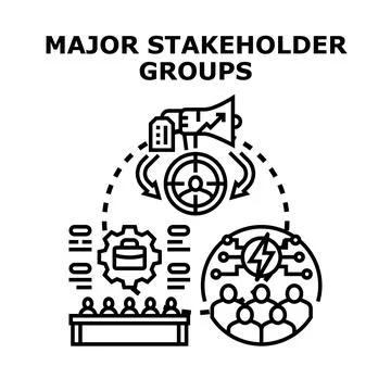 Major stakeholder groups working together for business goals Stock Illustration