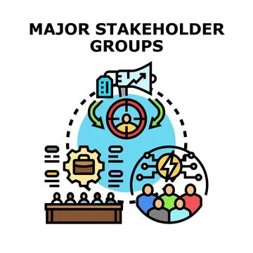Major stakeholder groups working together for business goals Stock Illustration