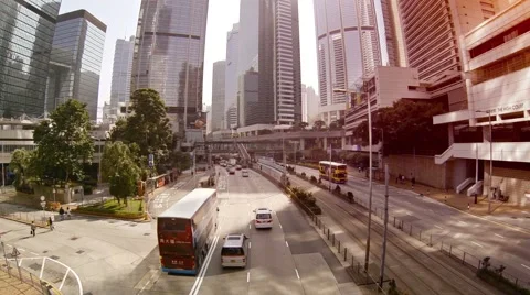 Major urban highway passing through the heart of the commercial district Stock Footage 59883094