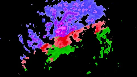 Major winter snow storm and blizzard on weather radar screen Stock Footage 301747836