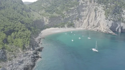 Majorca beautiful view of the Es Coll Baix beach, Spain Stock Footage 142878077