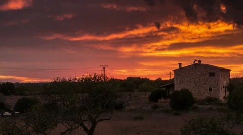 Majorca countryside sunset time lapse HD Stock Footage 32502193