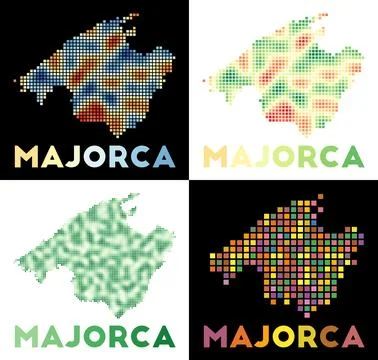 Majorca map. Collection of map of Majorca in dotted style. Borders of the i.. Illustrazione stock