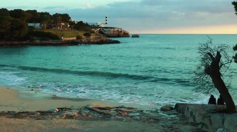 Majorca, Portocolom, lighthouse Stock Footage 61034527