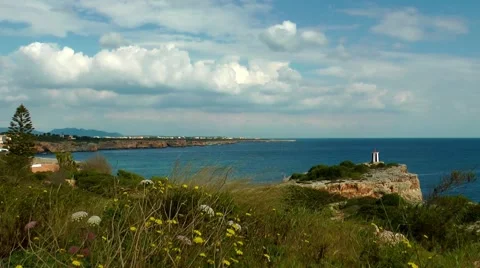 Majorca, Portocristo, lighthouse Stock Footage 61034056